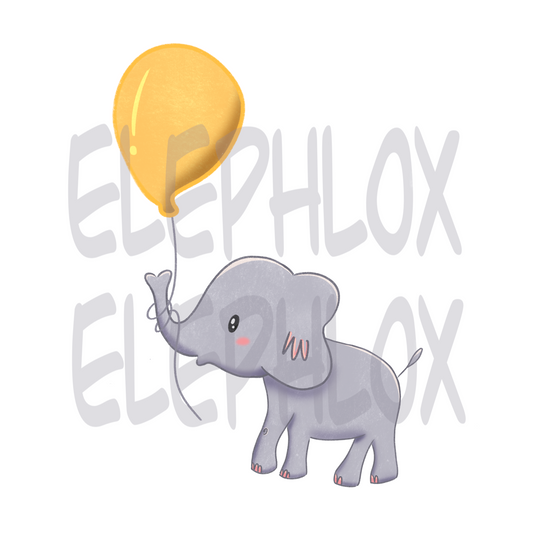 Baby Elephant with Balloon Sticker | ElePhlox