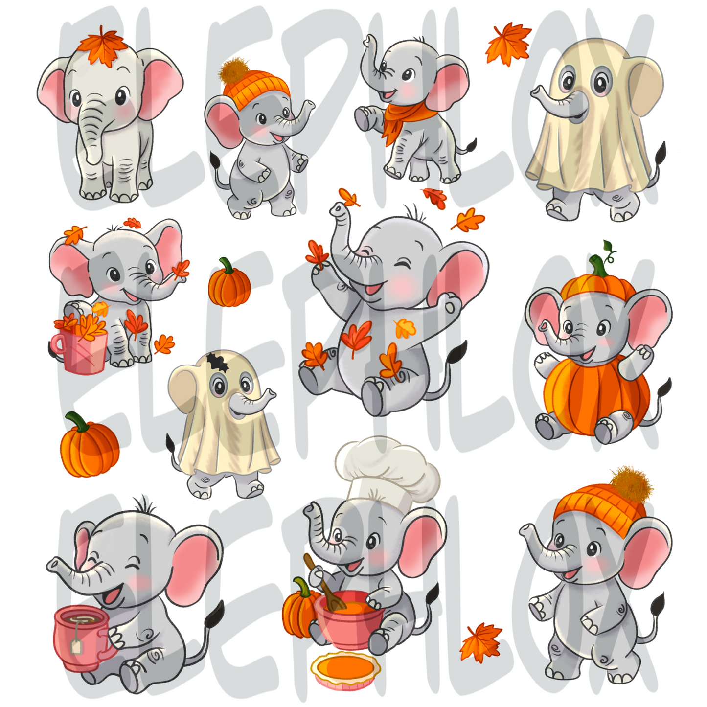 Autumn Elephant Stickers | ElePhlox