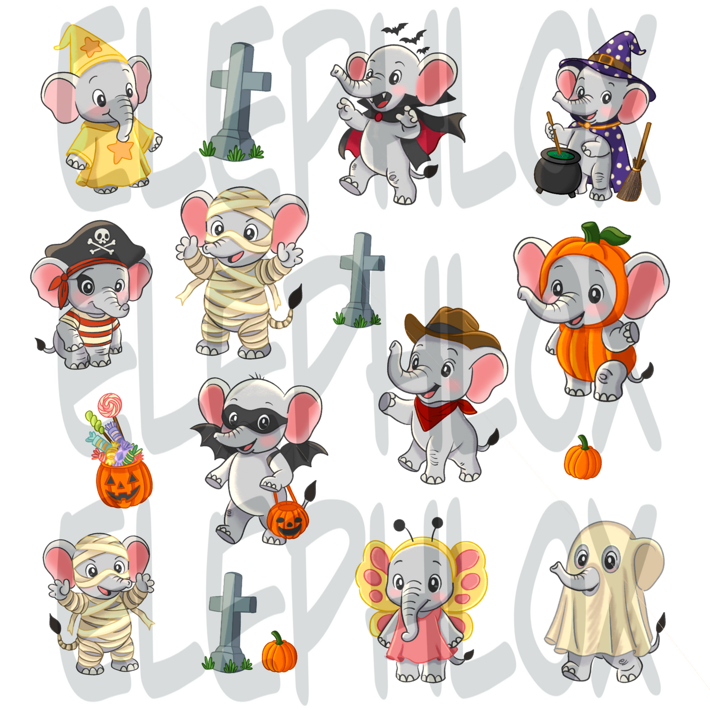 Elephant Halloween Costume Stickers | ElePhlox