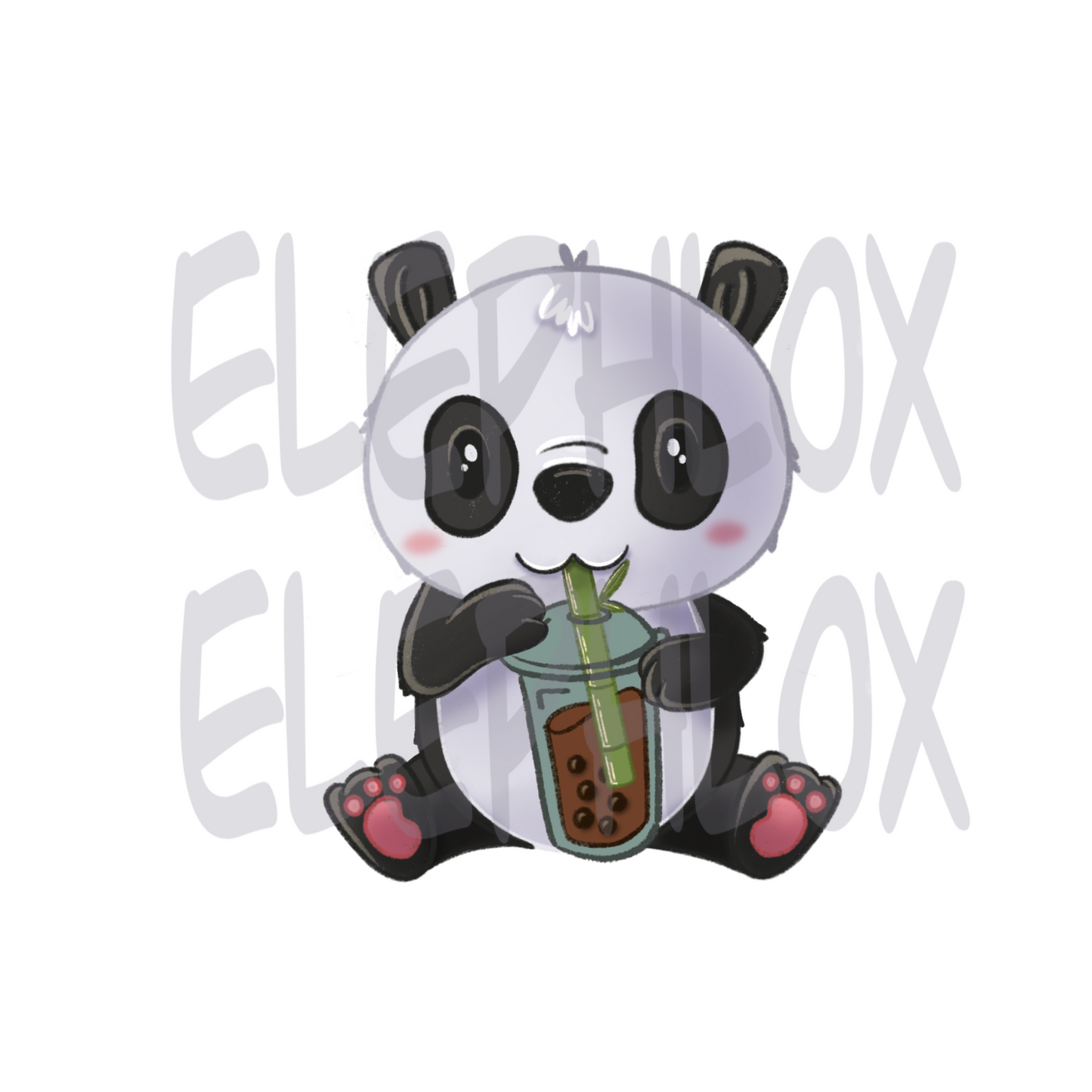 Panda with Bubble Tea Sticker | ElePhlox