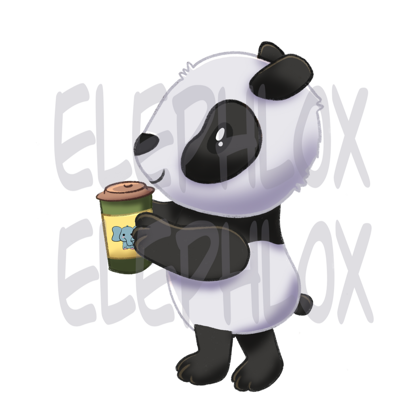 Panda Bear with Coffee Sticker | ElePhlox